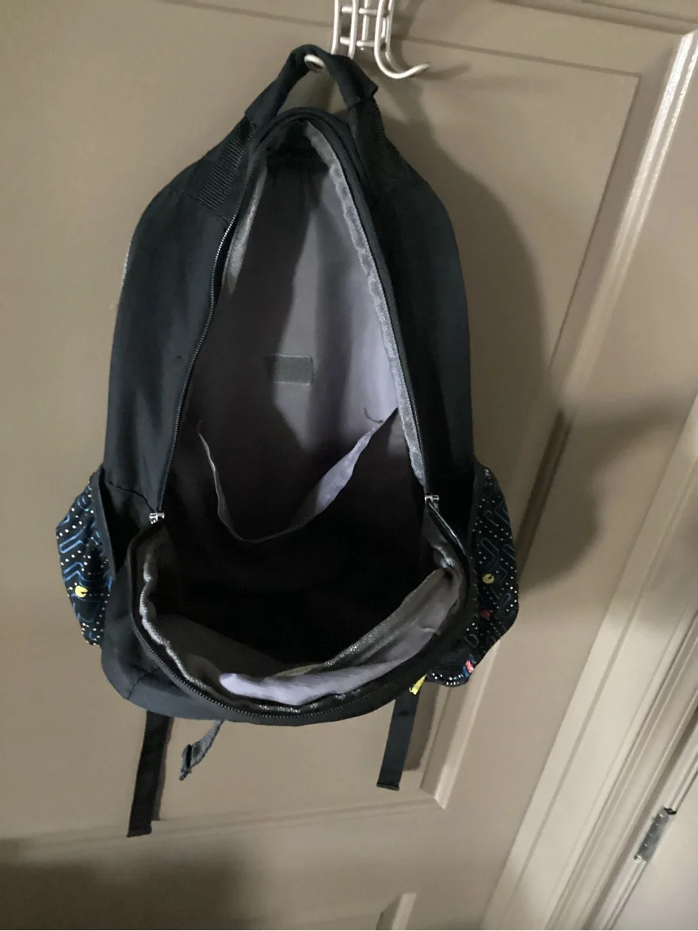 Pottery Barn Kids Black Pac-Man GlowInTheDark Backpack with Multicolor Accents